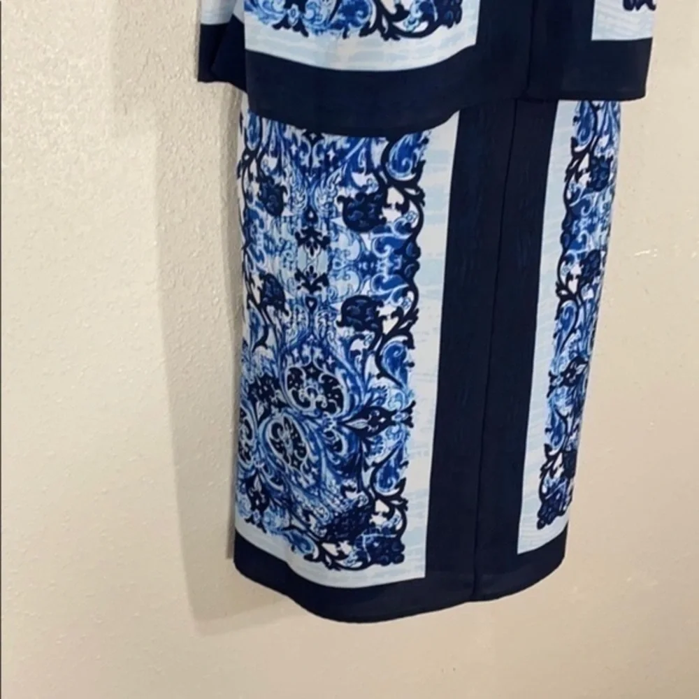 Michael Kors blue printed framed popover dress C.C18